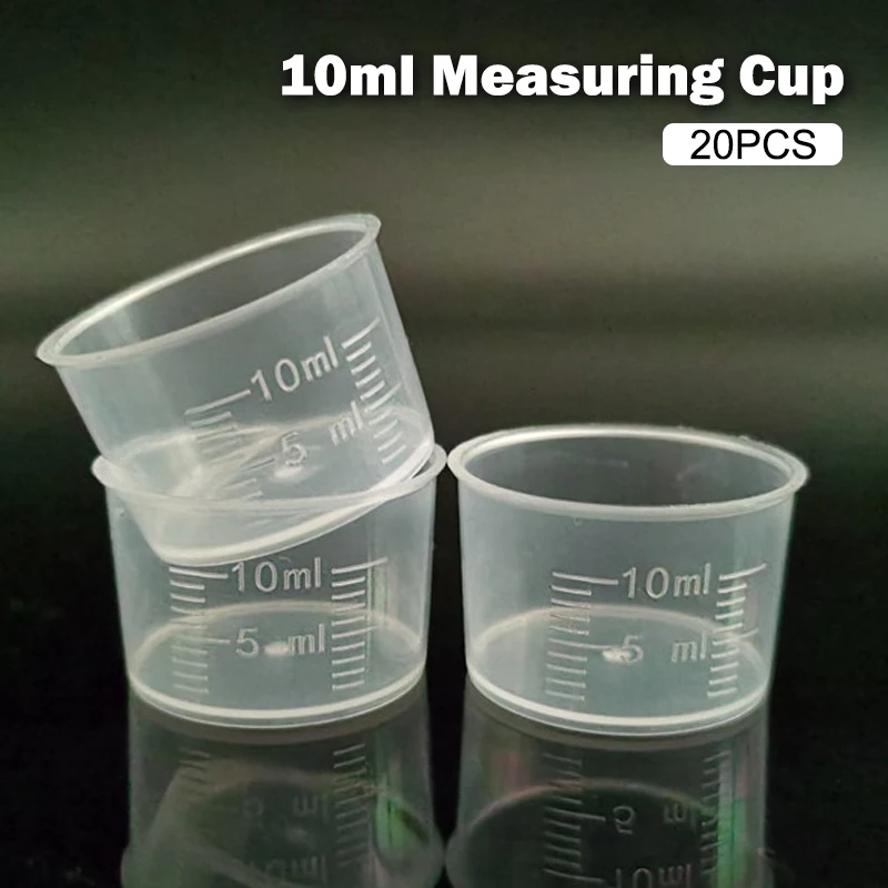 20Pcs 10 ml Graduated Measuring Cup – Clear, Disposable Liquid Volume Measuring Beaker for Kitchen and Baking Applications