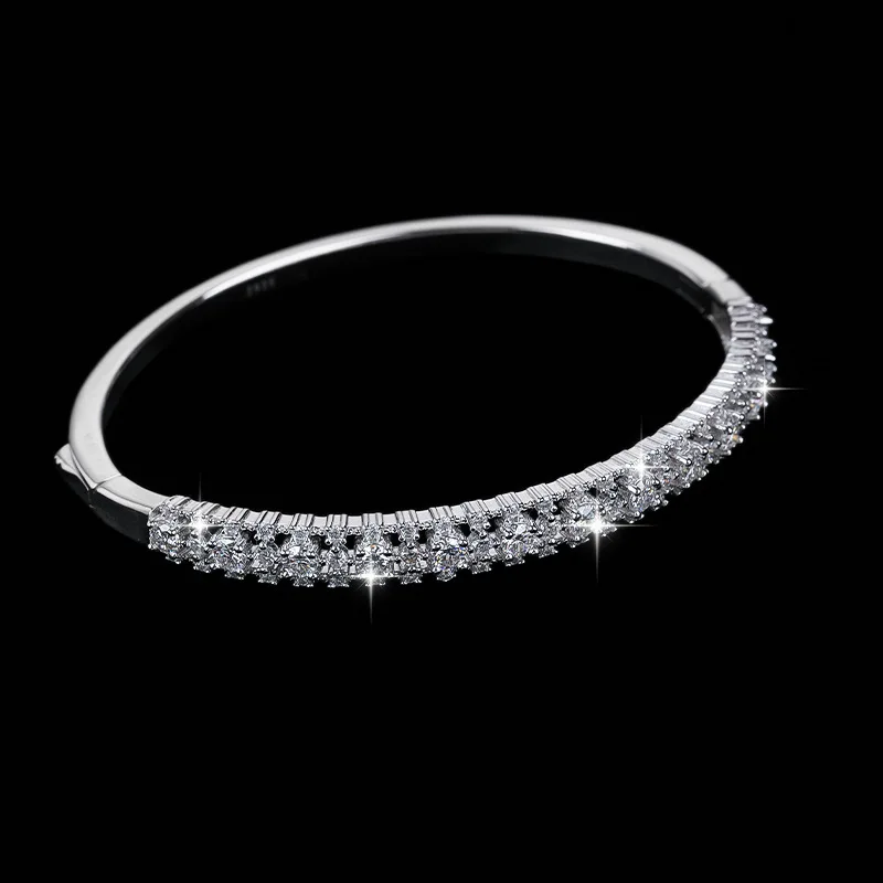 New925Sterling Silver Plating18KGold Full Inlaid Moissanite Bracelet for Women, Light Luxury Bracelet, In Stock, Wholesale, Cust