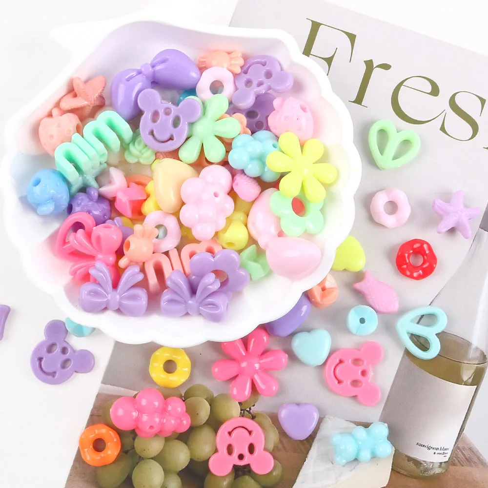 

Acrylic Multicoloured Multiple Shapes Loose Beads Handmade Bracelet Necklace Key Chain Beads Diy Accessories Materials