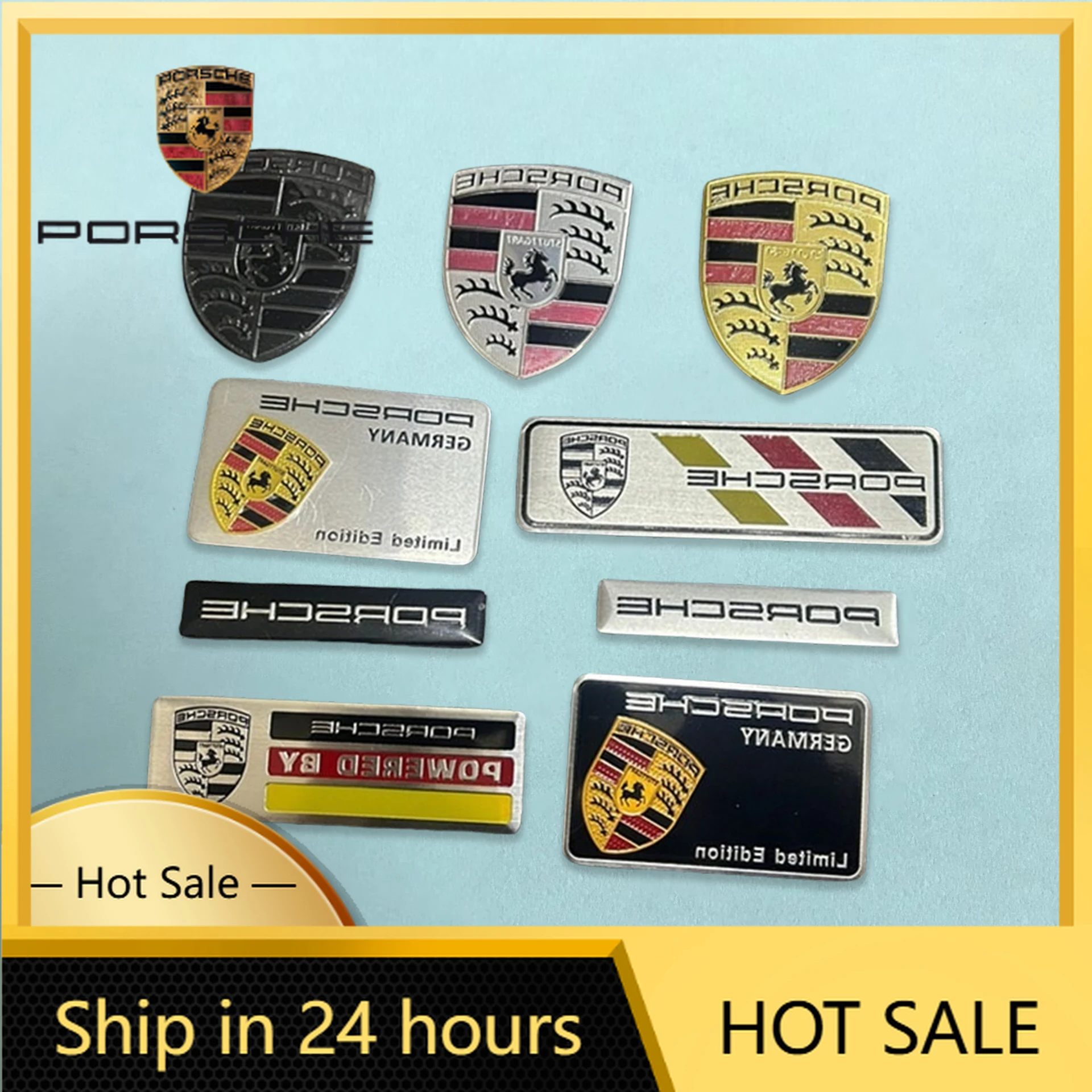 

For Porsche Cayenne Panamera Macan 911 For Porsche Cayenne Panamera Macan 911 Taycan Boxster Cayman 918 Pajun Car 3D Aluminum Ba