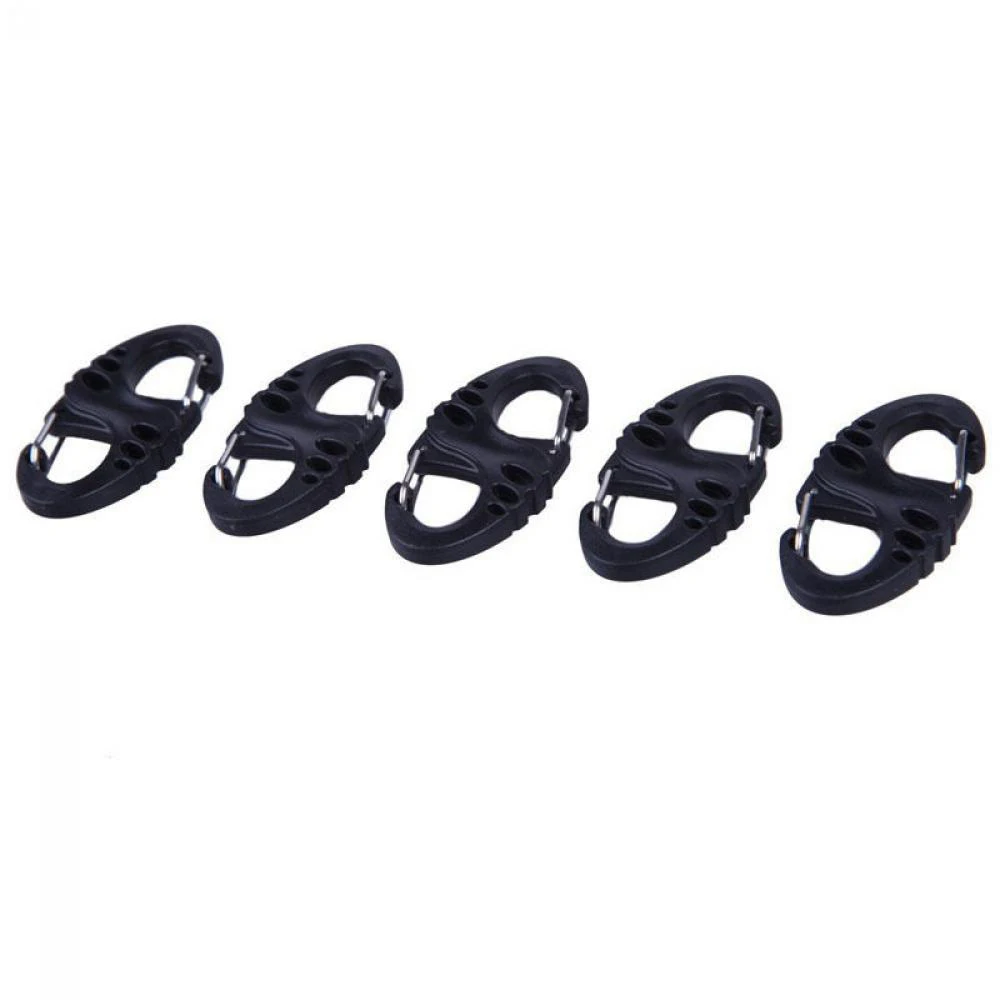 5/10PCS Portable Outdoor S-Type Carabiner Dual Buckle Climbing Hook Plastic Steel Mini Keychain Hiking Camping