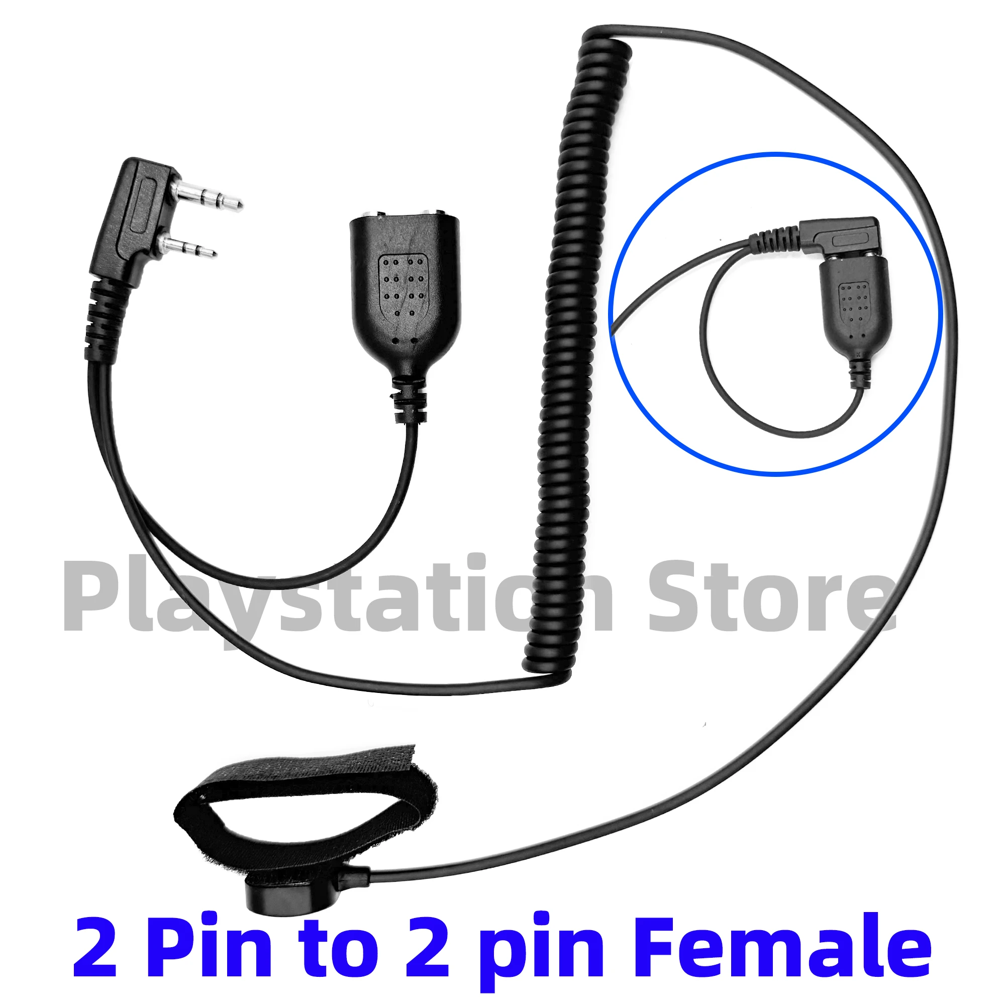 

Universal K-Type 2 Pin to 2 Pin Earpiece Speaker Transfer Cable with PTT For Baofeng Quansheng Kenwood Tyt Woxun Walkie Talkie