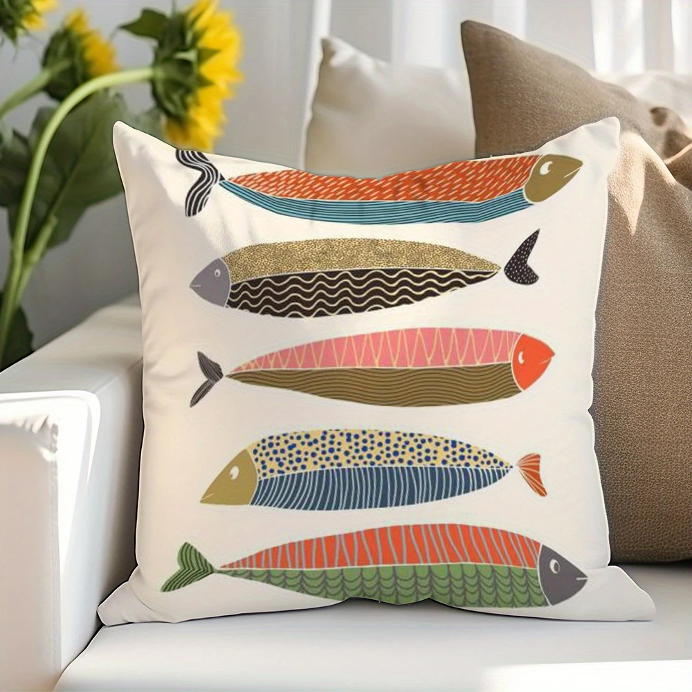2D-Flat Coastal Nautical Seafood Themed Decorative Throw Pillow Covers Sofa chair cushion cover2D-Flat