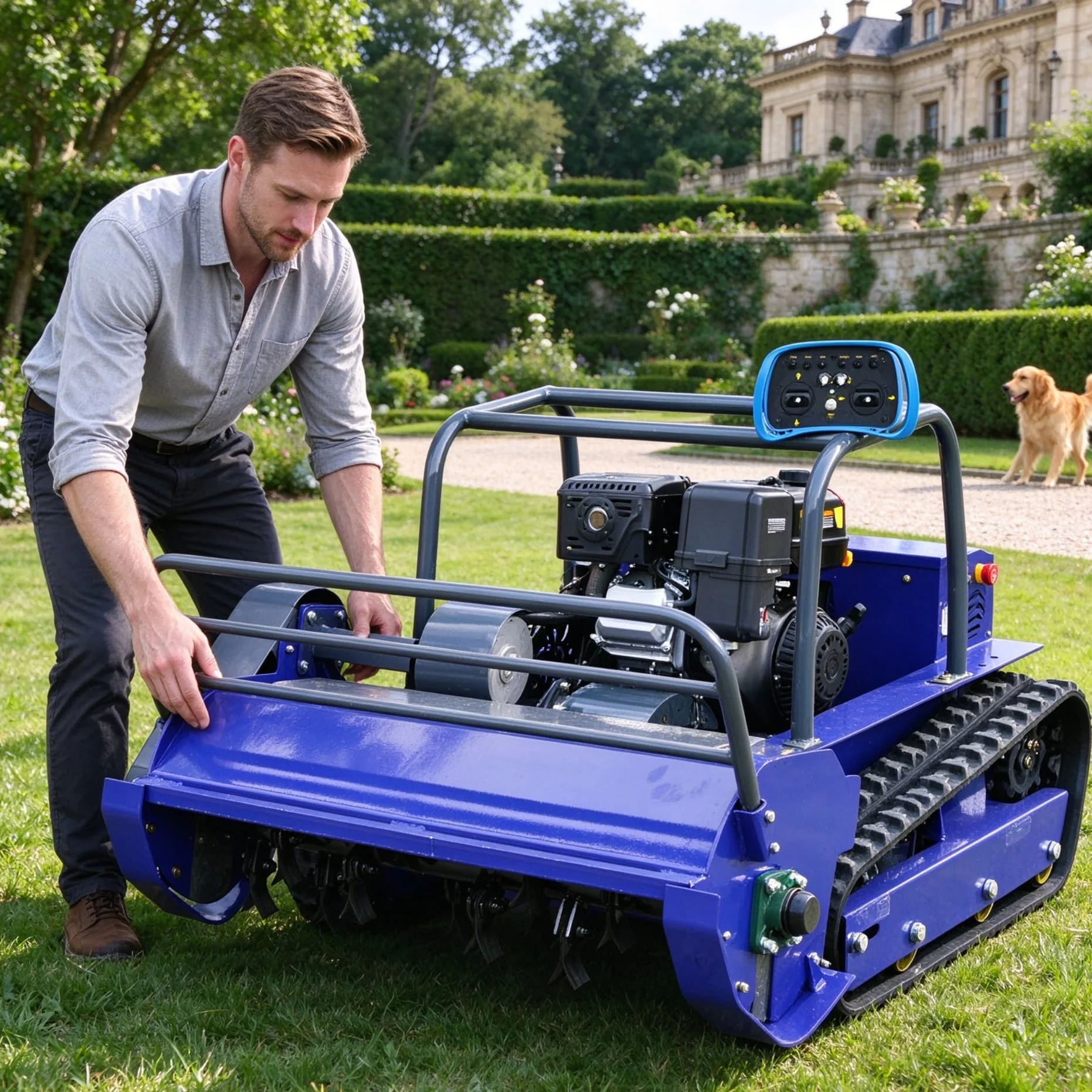 Customized Radio Control Mower Heavy Duty Flail Lawn Mower, RC  Zero Turn Crawler Mower For Overgrown Wild Grass Land