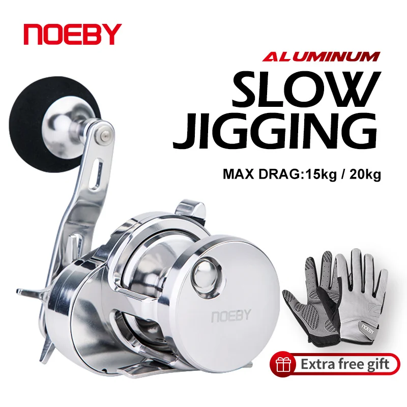 

NOEBY Slow Jigging Fishing Reel 15kg 25kg Max Drag 5.2:1 Saltwater Trolling Aluminum Alloy Boat Lure Casting Fishing Reel