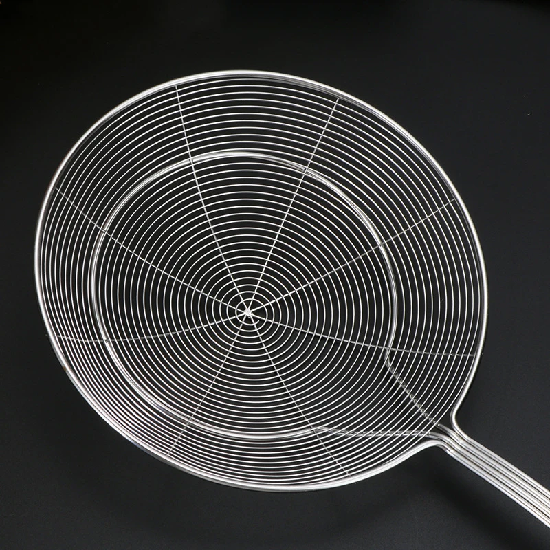 Solid 18/8 Stainless Steel Spider Strainer Skimmer Ladle, 14/16/18/20cm Frying Spoon with Handle - Kitchen Tools