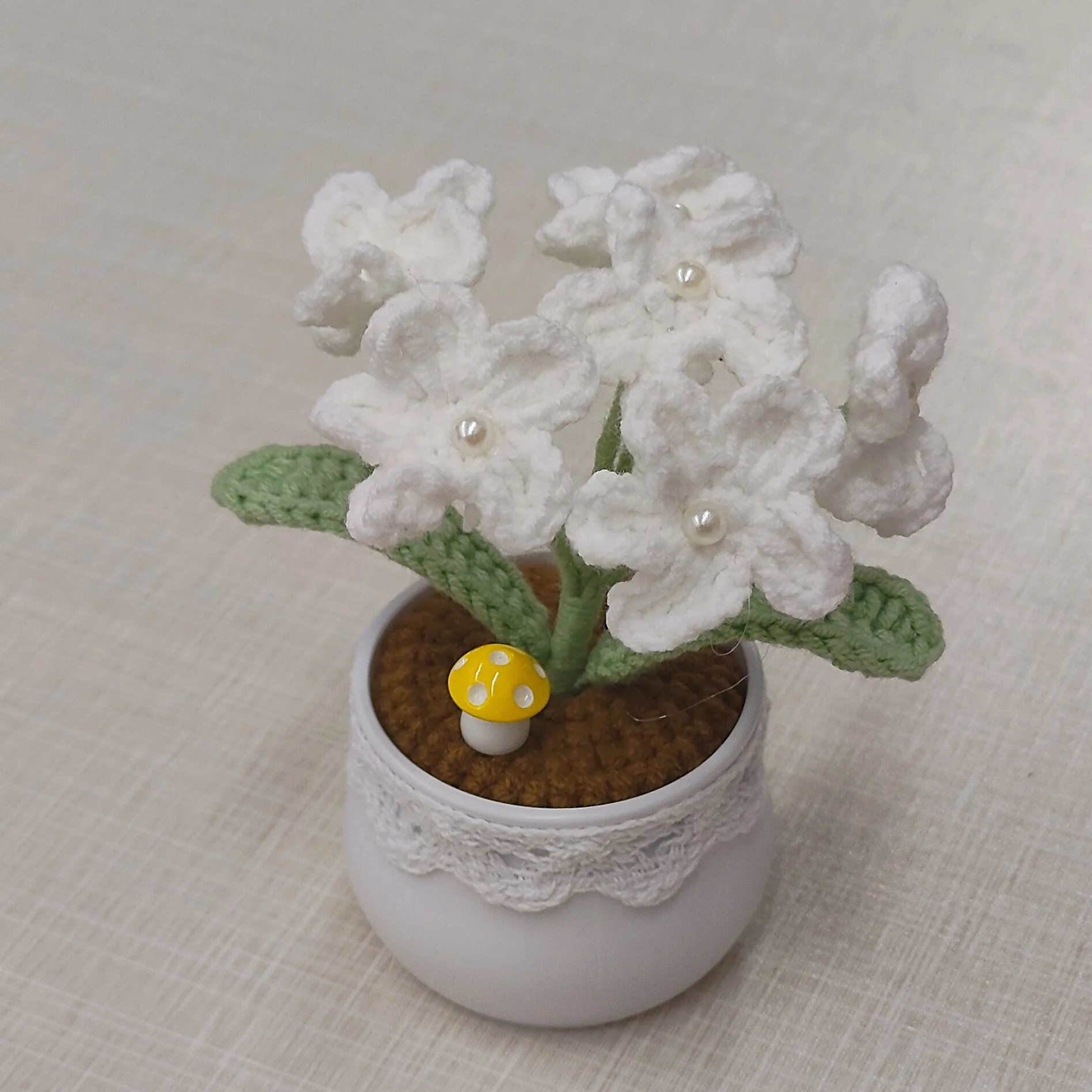 Handgefertigte gewebte Blumentöpfe, kreative künstliche Blumen, gestrickte Blumen, Dekoration für Schreibtisch und Bücherregal, schönes Geschenk – Detail 4