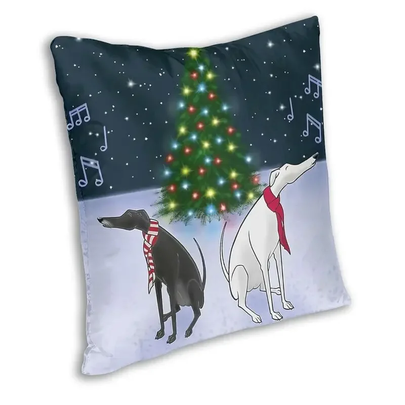 Whippet Sihthound Dog Cushion Cover 40x40cm Home Decor Printing Greyhound Christmas Tree Throw Pillow Case for Car Two Side