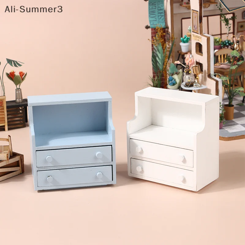 1/12 casa de bonecas em miniatura mesa cabeceira gaveta armário boneca simulação armário armazenamento móveis decoração casa bonecas acessórios
