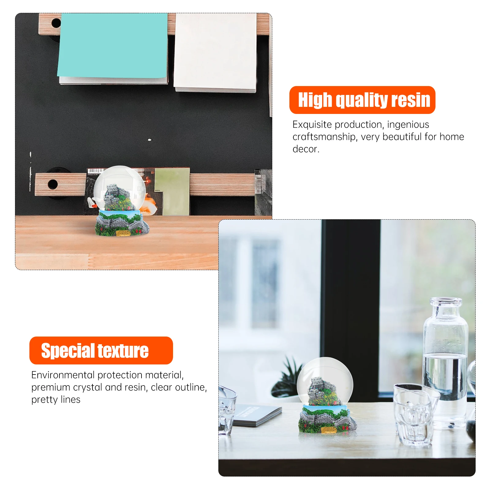 

Great Wall Crystal Ball Crafts Resin Environmental Protection Material Unique Shape For Home Decor Office Window Sill Bookshelf