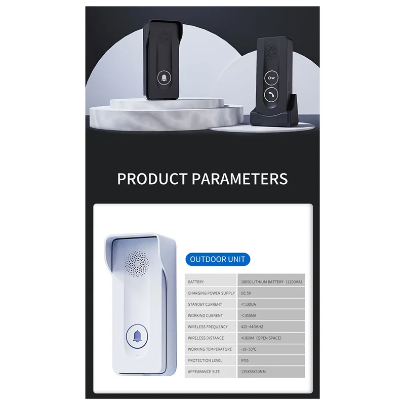 Abzw novo 800m de longa distância ao ar livre campainha sem fio interfone porta telefone desbloqueio intercomunicador bidirecional 433mhz