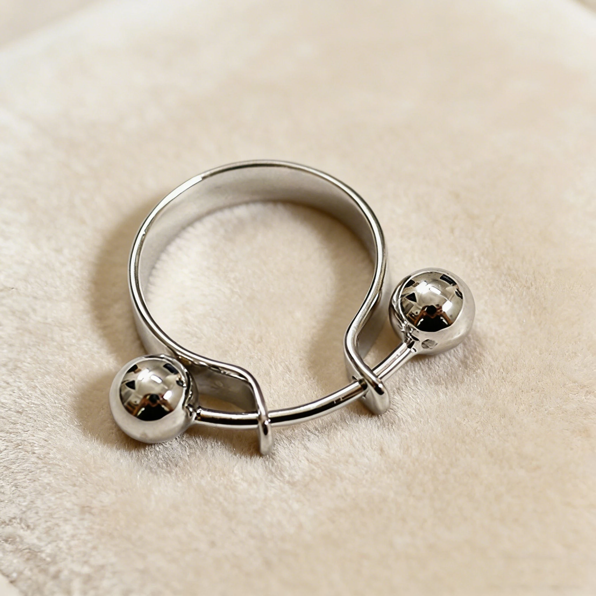 F.I.N.S Women Ring Silver 925 Fashion Personality Double Round Beads Finger Ring 925 Sterling Silver Ball Pendant for Decoration