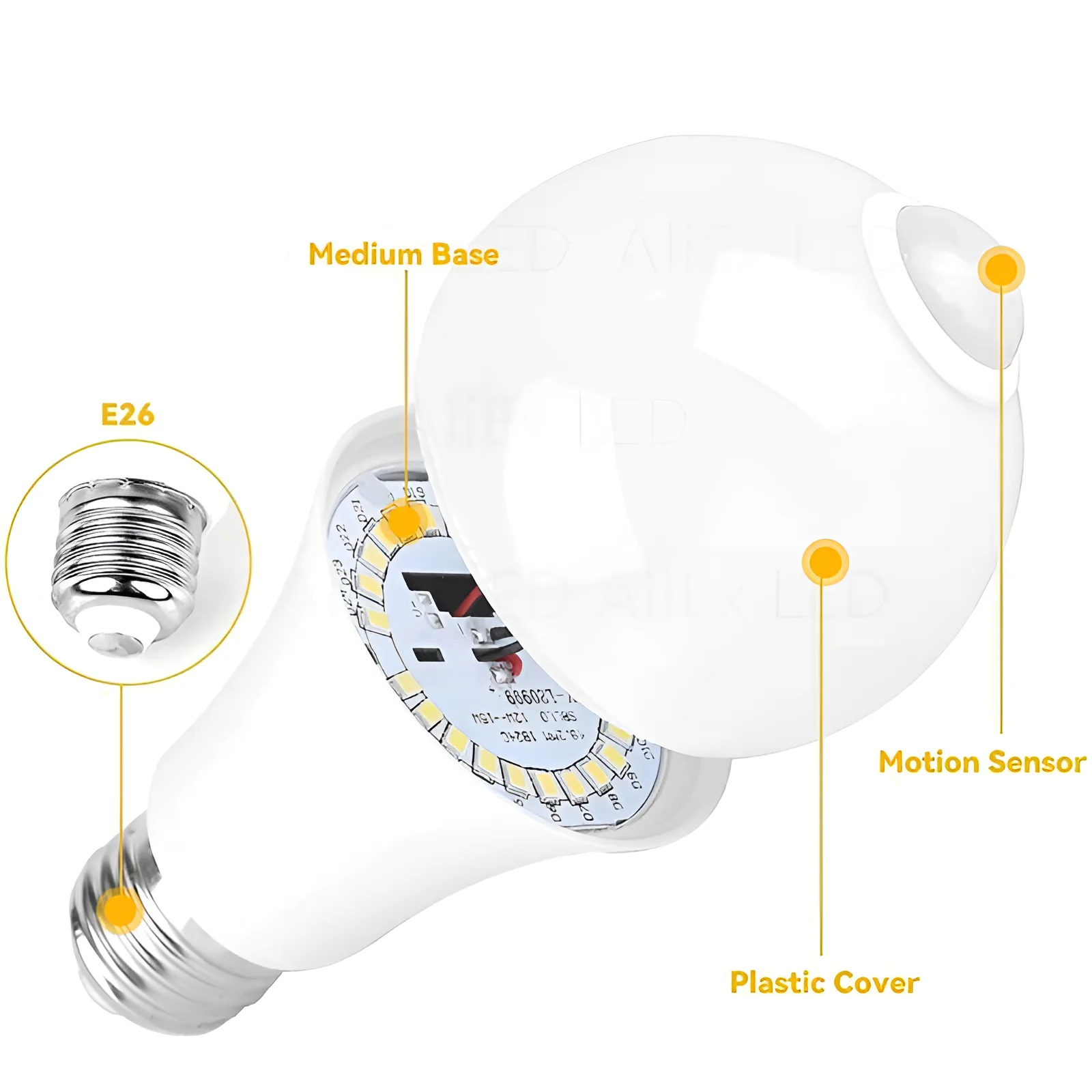 Bombilla LED con Sensor de movimiento PIR, 10W, 12W, 15W, 18W, 20W, E27, lámpara de luz con Sensor de Radar, lámparas de 110V y 220V para camino de escalera del hogar, 1 ud.