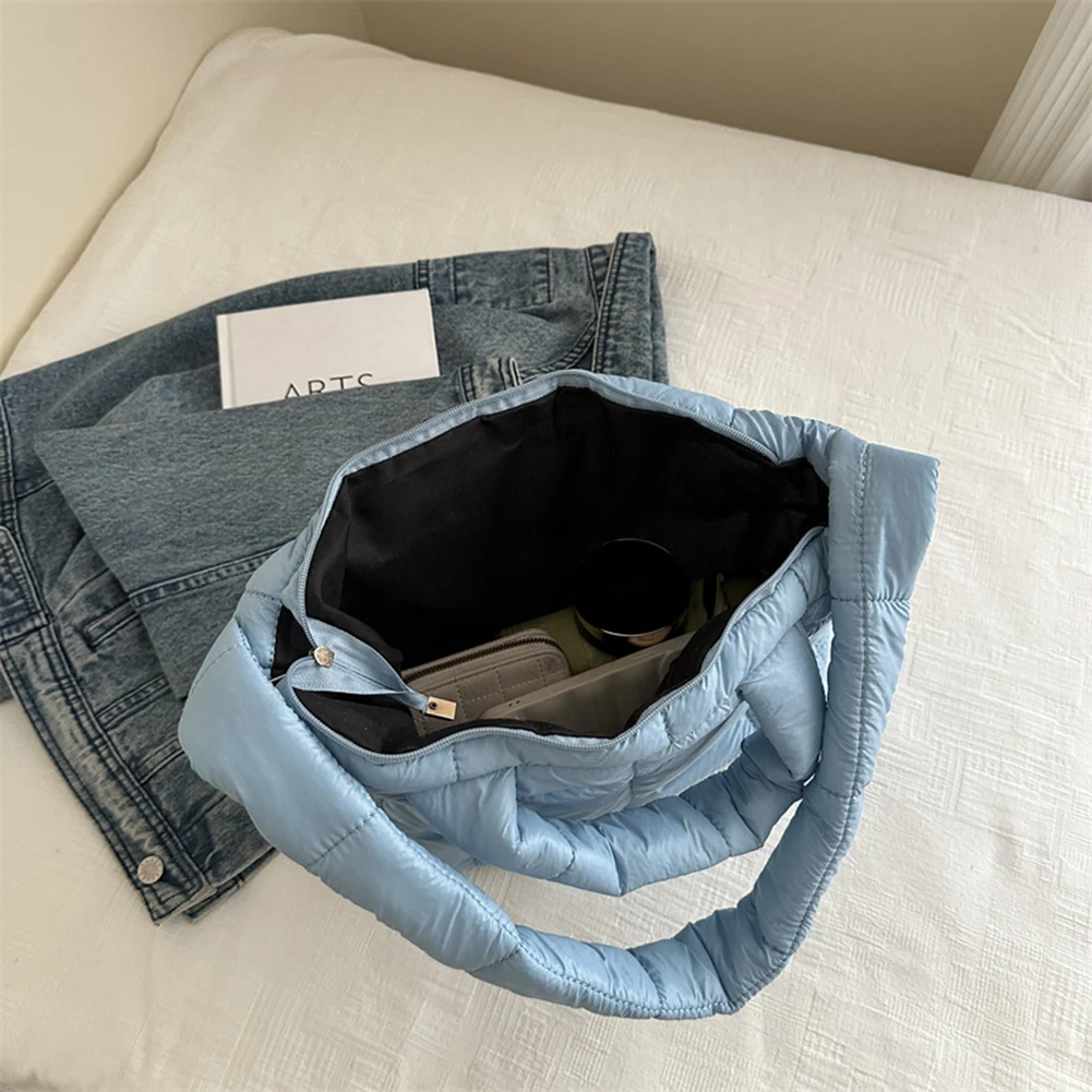 

Женская стеганая клетчатая сумка, большая вместительная повседневная мягкая сумка, однотонная стеганая сумка с верхней ручкой, женская дорожная сумка