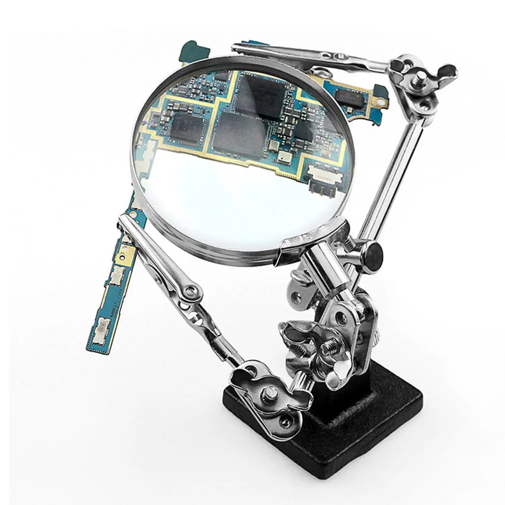 Helping Hands Magnifier Stand with Dual Alligator Clips Adjustable FEITA 5X Magnifying Glass Perfect for Soldering Crafting
