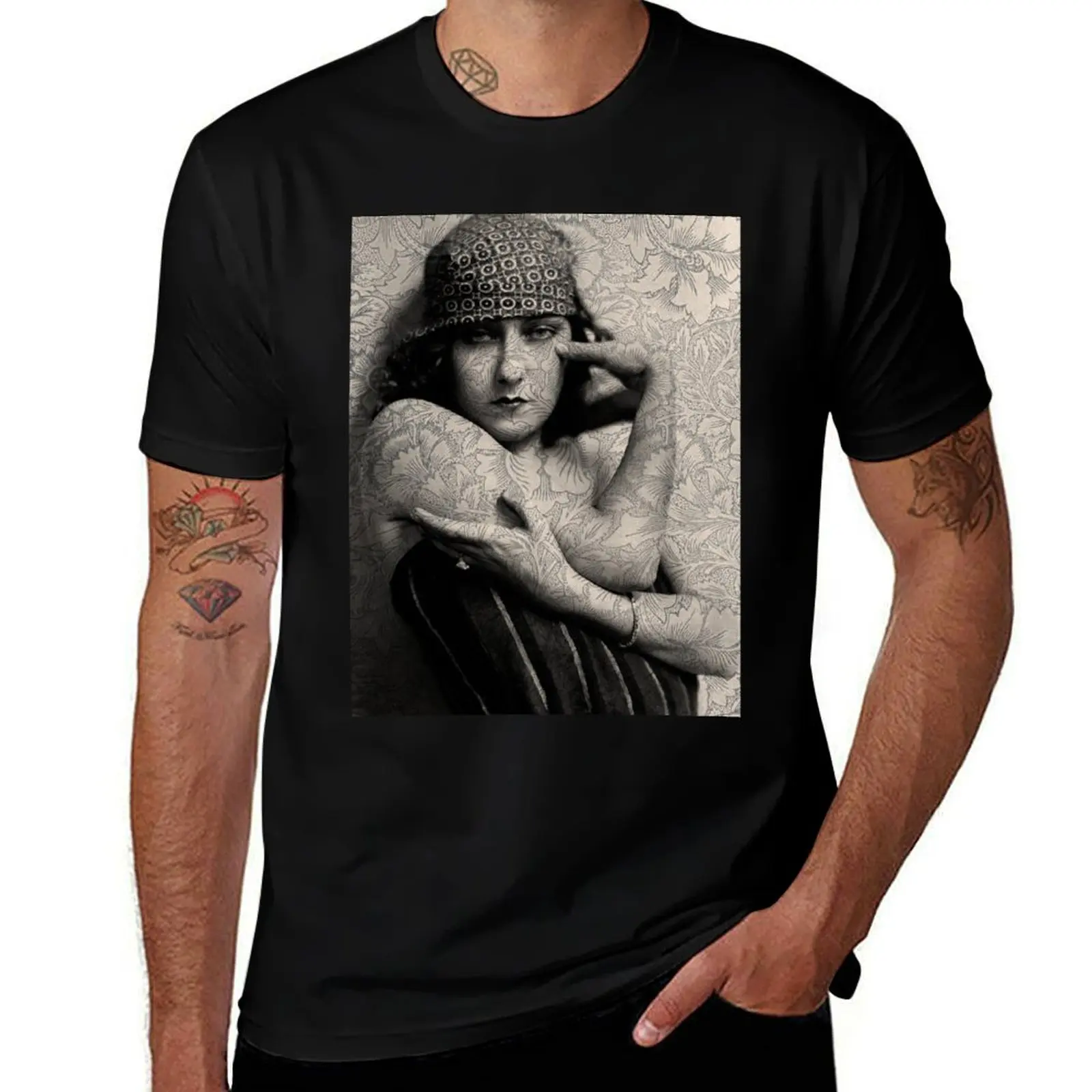

The Gloria Swanson Tattoo T-Shirt cotton t shirts man 100% t shirts with prints T-Shirt