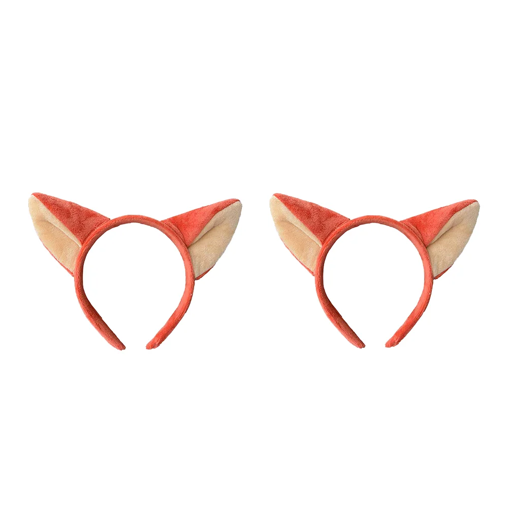 

2 Pcs Animal Ears Cosplay Headdress Fox Headband Filling Orange Fabric Foxes The