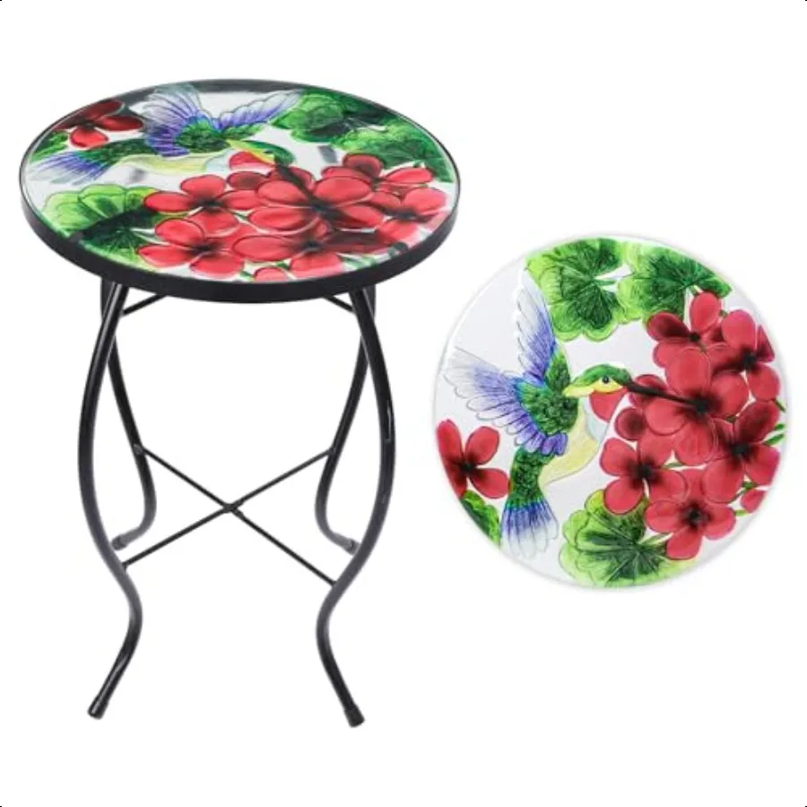 

Patio Side Table Outdoor Accent Table Small Mosaic Tables Coffee End Porch Tables Indoor Outdoor Round Glass Balcony Bistro Pla