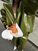 Street Woman Leather Two Piece Set Retro Lapel Zipper Jacket High Waist Straight Long Skirt Fashion Versatile Women's New Suits - Image 6