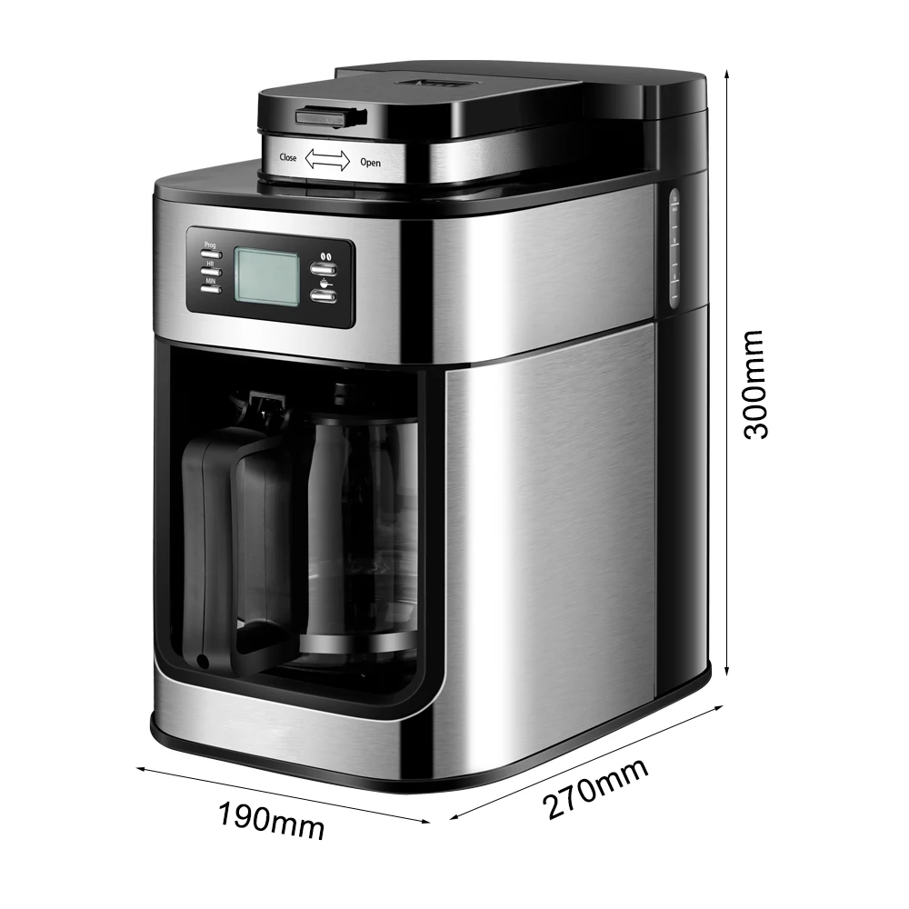 2-8 أكواب صانع القهوة بالتنقيط مؤقت قابل للبرمجة الدفء طحن وتحضير ماكينة القهوة الأوتوماتيكية مع مطحنة القهوة المدمجة #4