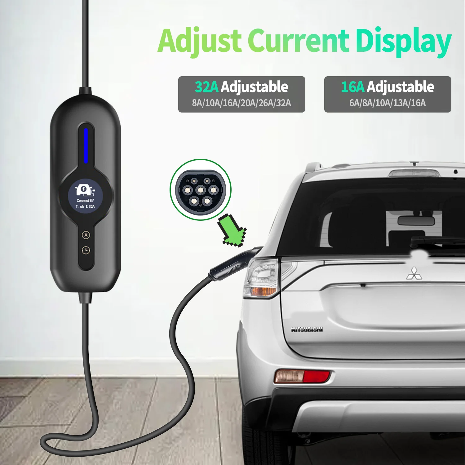 Chiefleed Tragbares EV-Ladegerät, 32 A, 22 kW, Typ 2, Lade-Wallbox, 16 A, 11 kW, schnelles Autoladegerät, Elektrofahrzeug-Hybridautos, insgesamt 5 m – Detail 4