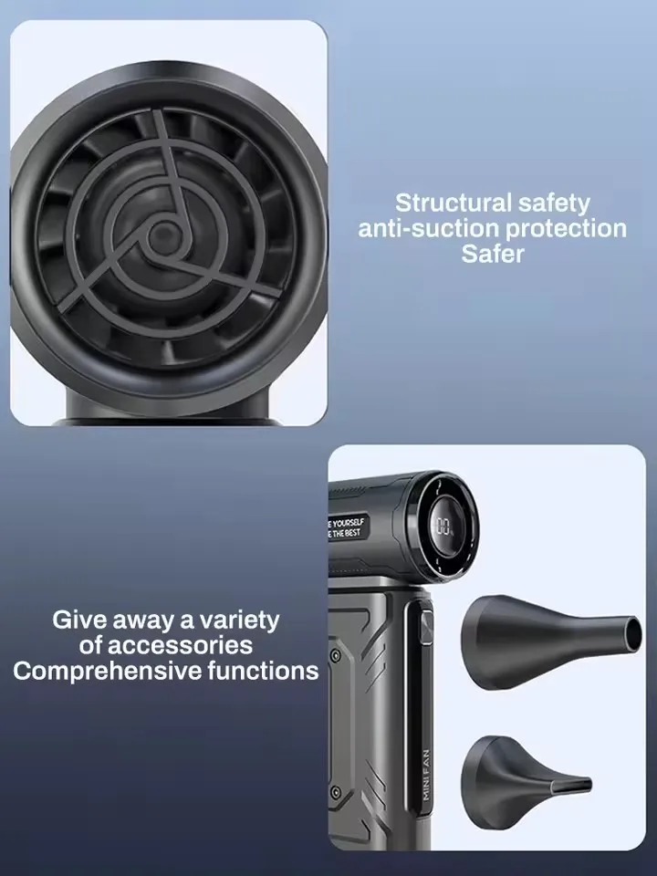 المحمولة الكهربائية منفضة الهواء تنظيف منفاخ أداة سيارة تهب الثلوج 300000 دورة في الدقيقة نوع-C شحن 100 التروس قابل للتعديل توربو مروحة نفاثة