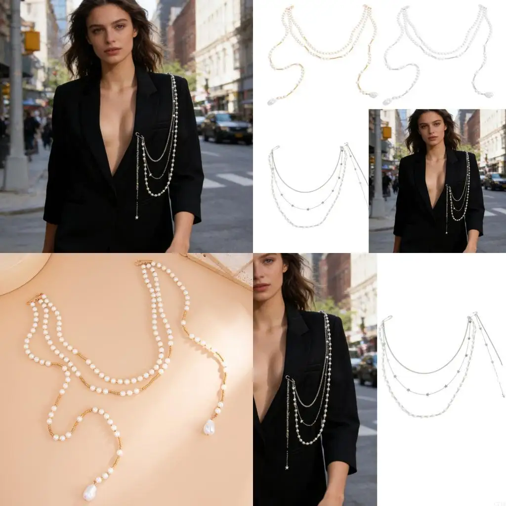  Multifunctional Imitation Pearls Tassels Accessory Convertible to Brooch Necklace or Bag Charm Clothing Accessories