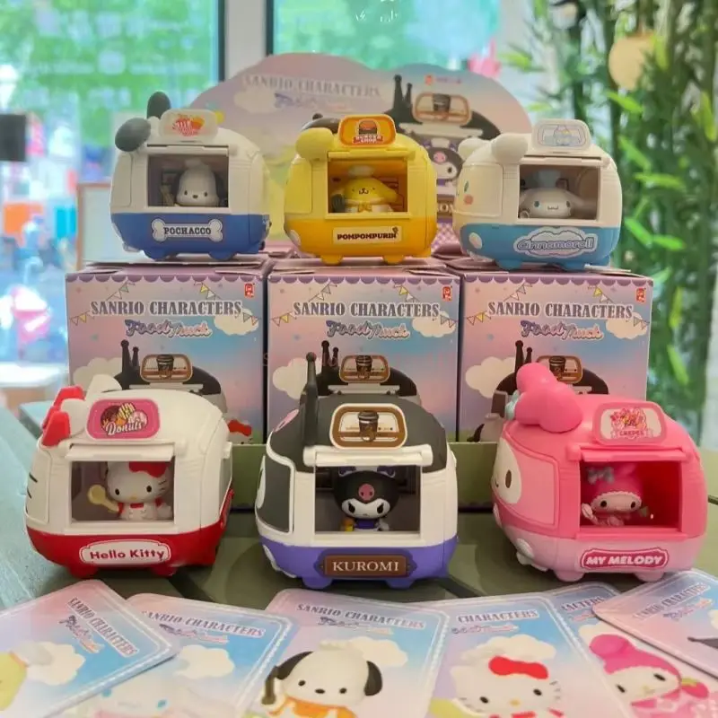 Hot Sanrio Mobile Dining Car Series Blind Box Kawaii Kuromi Mystery Surprise Box modello da collezione giocattoli ornamento bambini regali di natale