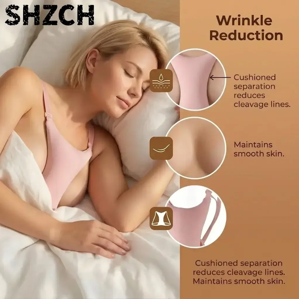 Anti-Wrinkle Breast Pillow for Side Sleepers, Adjustable Cleavage Support Pad, Reduce Chest Wrinkles, Essential Oil Friendly