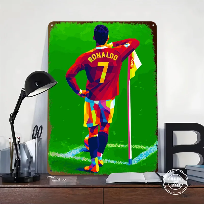 Cristiano Ronaldo Fever Pop Art Personalized 3D Textured Metal Poster Wall Art Tinplate Sign for Vintage Retro Decoration Room