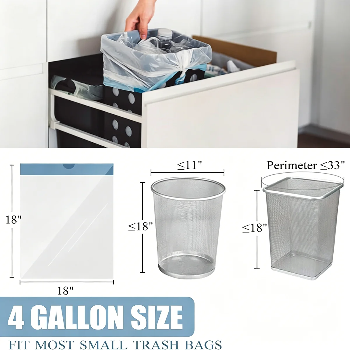 91pcs 5Galoon/20L White Drawstring Garbage Bags Portable Handheld Trash Bags for Home Kitchen Bedroom Bathroom Use