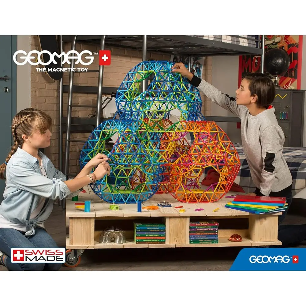 Magneti STEM blu Geomag 248pz su misura per bambini 8+: set da costruzione in plastica riciclata