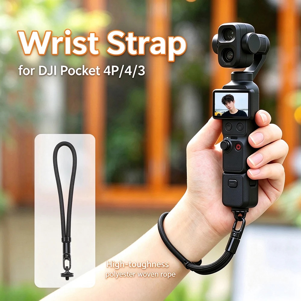 Universal 1/4 Screw Camera Wrist Strap Anti Drop Hand Lanyard Black Orange Belt For DJI Pocket 4P 4 3 Sports Camera Accessories