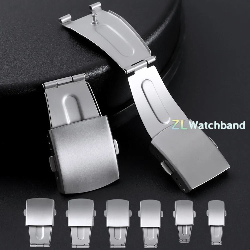 Double Press Buckle Watchband Steel Butterfly Buckle 12mm 14mm 16mm 18mm 20mm Solid Stainless Steel Clasp Watch Accessories