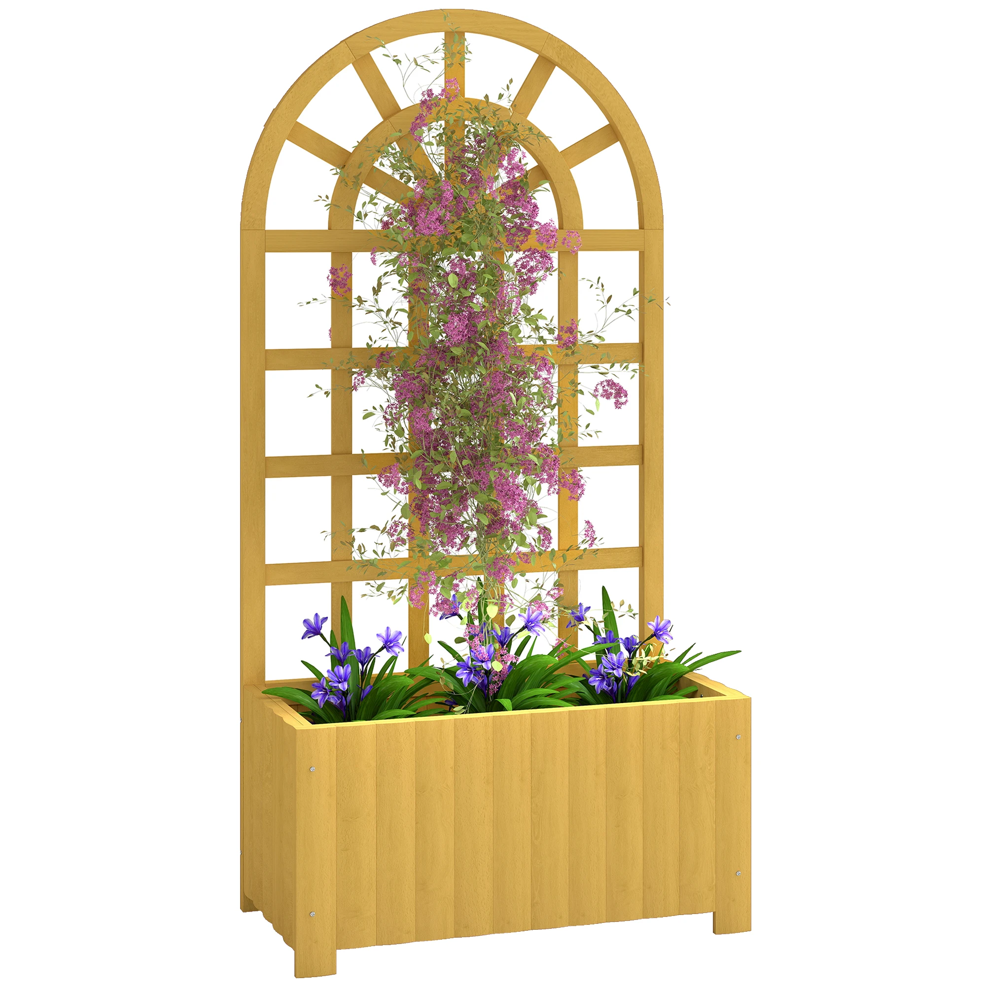 Outsunny Jardinera con Enrejado de Madera para Cultivos Verduras
