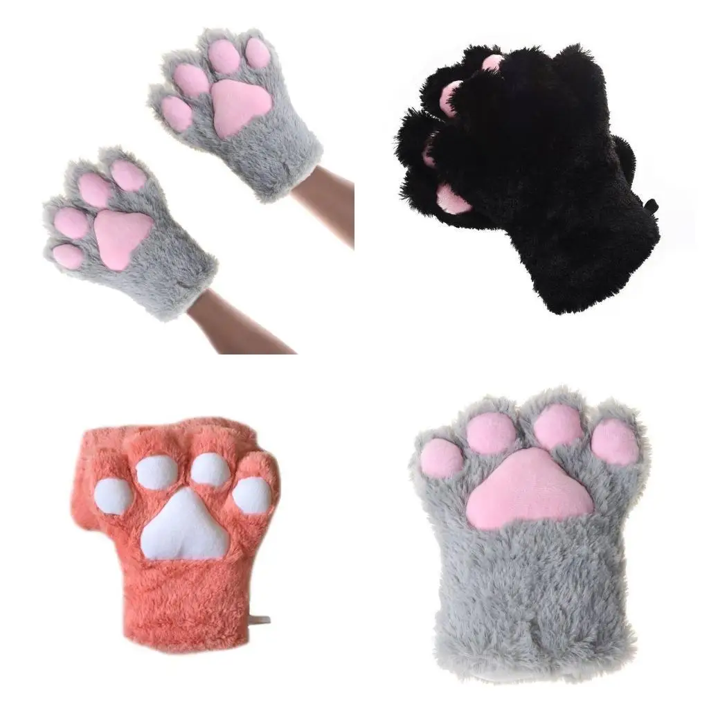 

652F 1Pc Women Winter Warm Glove Maid Cosplay for Cat Paw Bear Claw All Cover