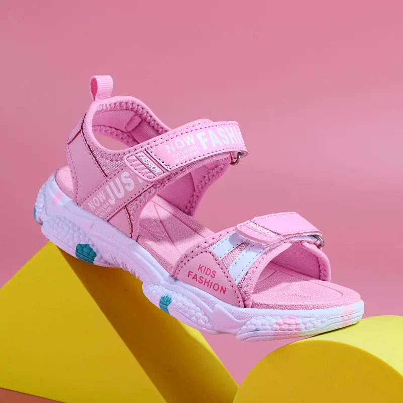 Zapatos de playa antideslizantes de marca para niños, sandalias casuales para niñas, zapatos planos de princesa con flores, talla 29-38, Verano