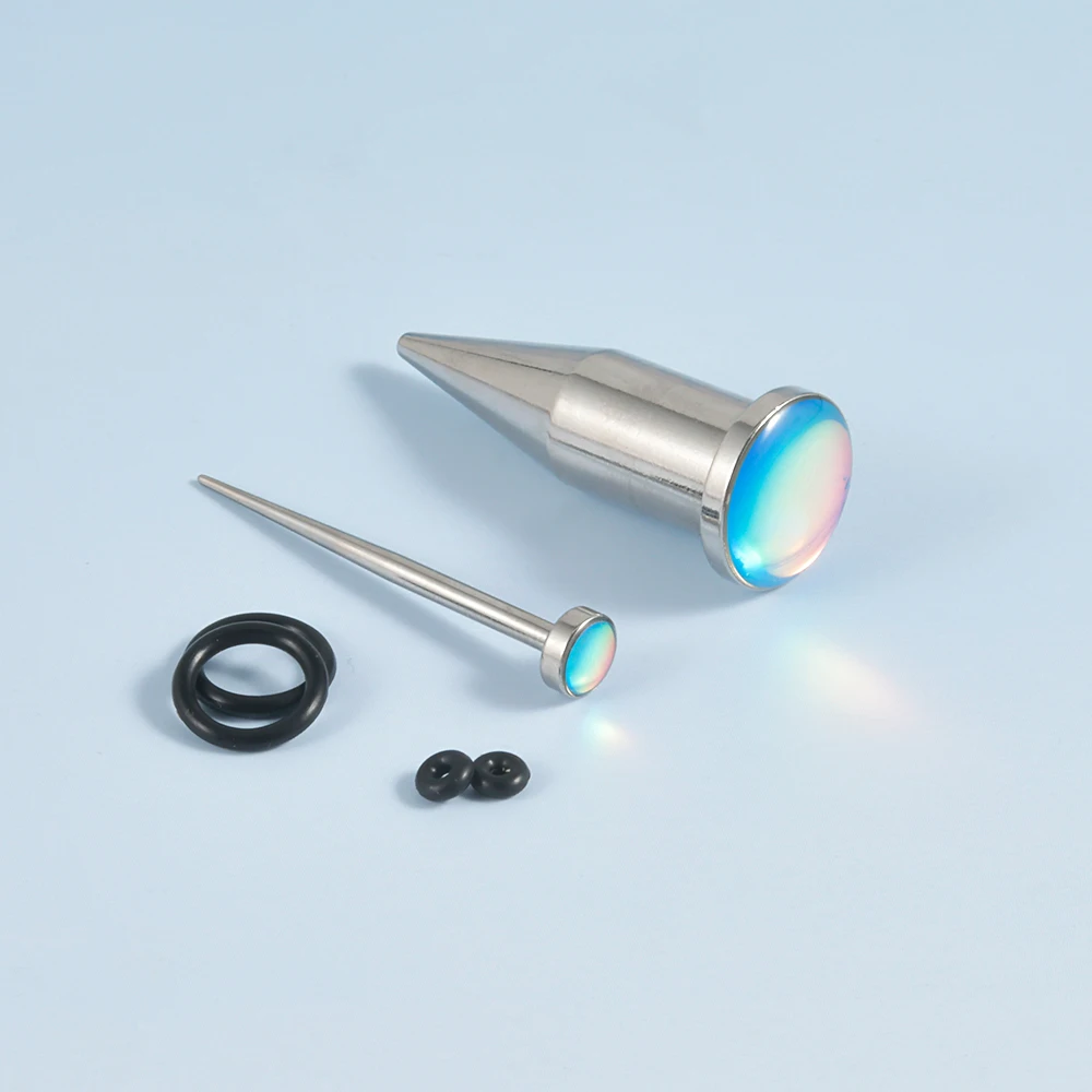 1PC Stainless Steel Flash Film Glitter Gem Ear Taper Ear Plugs Polarized Ear Expander Gauge Piercing Body Jewelry