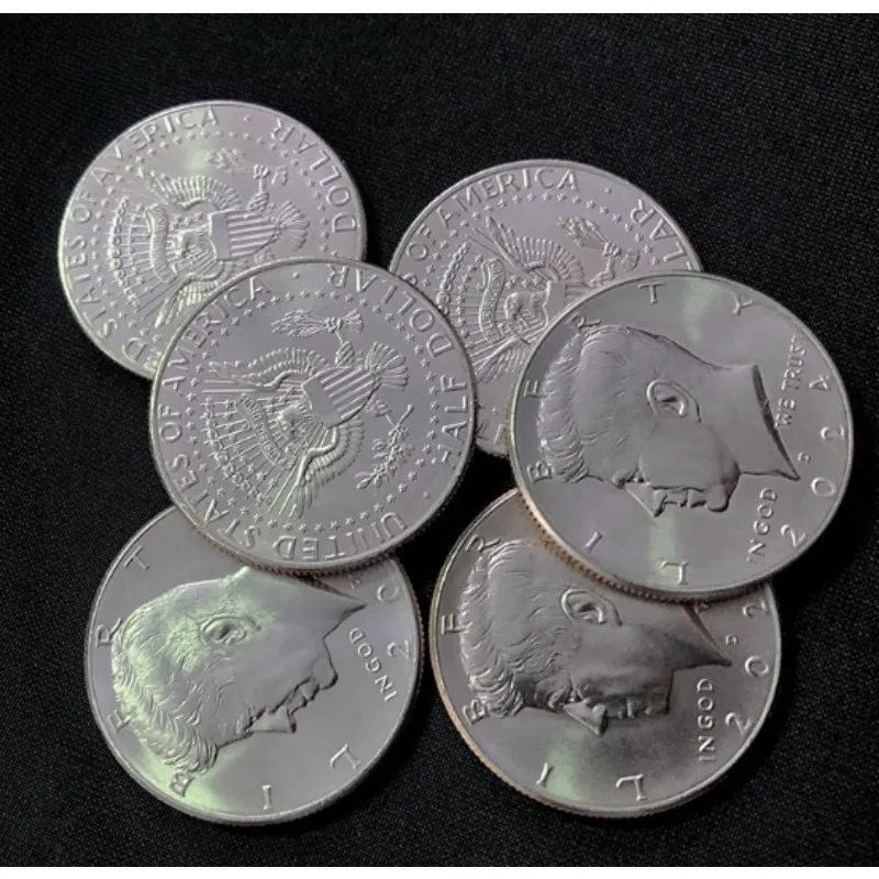 Magician 5PCS Half Dollar Coin Magic Set - Silver Coin Trick for Close-Up Street Appear & Disappear