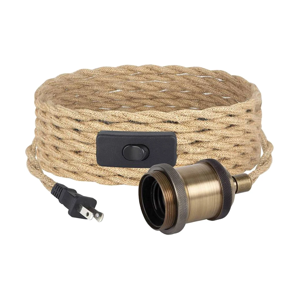 

Retro Hemp Rope Chandelier Line Light Cord Fixture Vintage Lamp Hanger Diy Kit Pendant Hanging Wired Living Room Bar Hotel