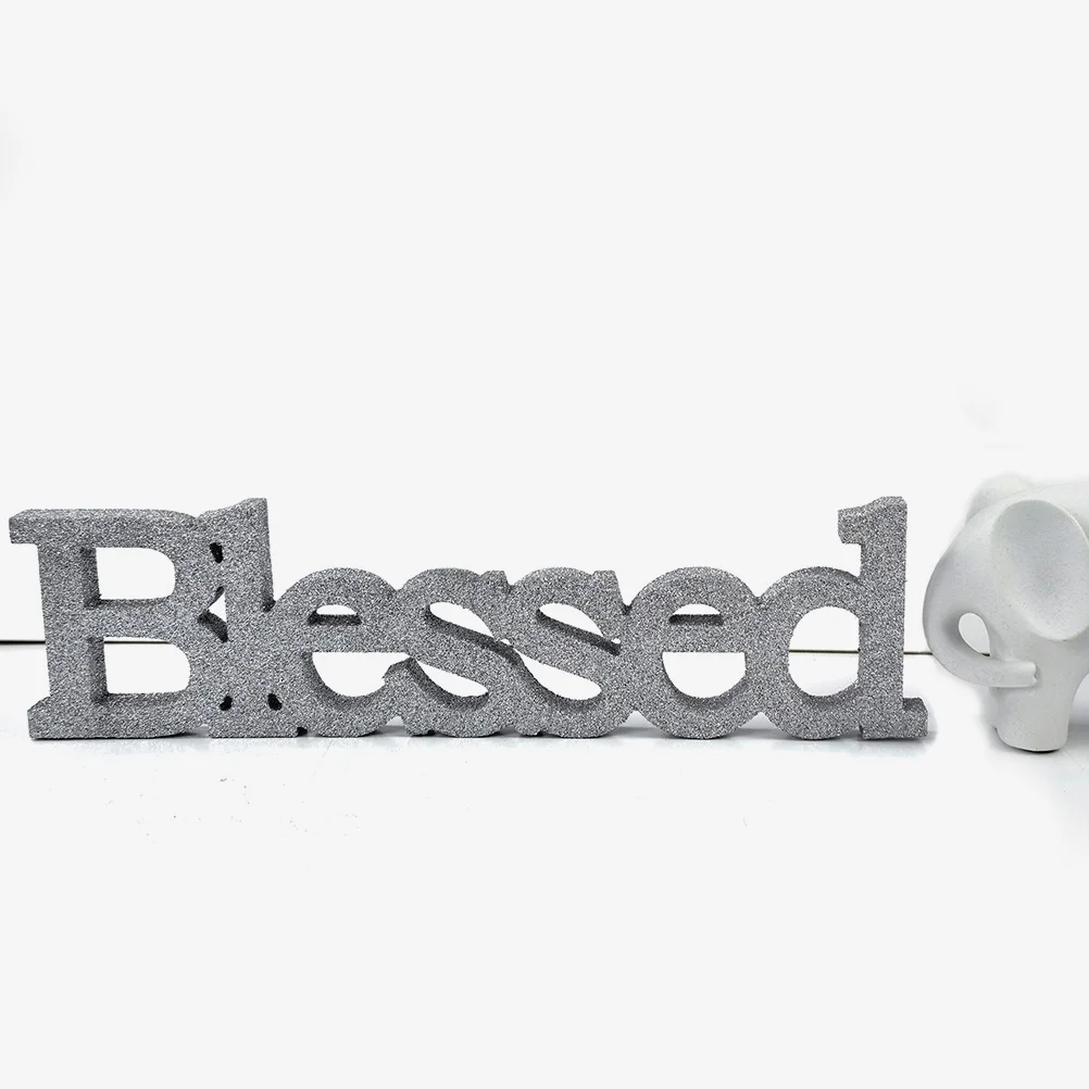 

Elegant Glitter Blessed Wooden Sign Rustic Farmhouse Decor Versatile Tabletop Letter Sign for Holidays Events Rustic Decoration