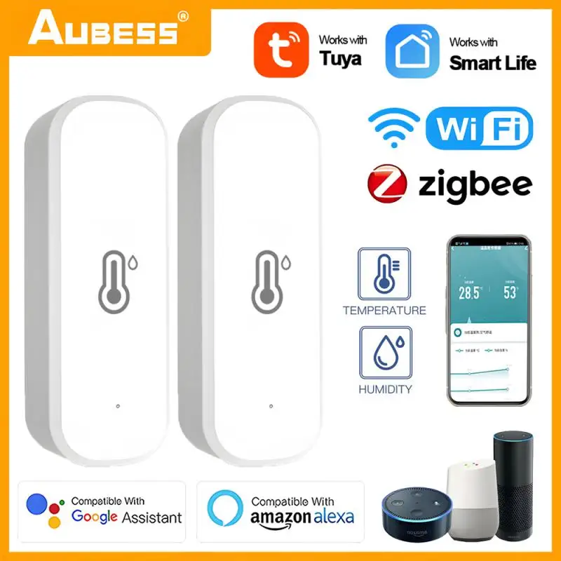 Tuya ZigBee WiFi Inteligente Sensor de Temperatura e Umidade, Termômetro, Higrômetro, Home Detector, Vida Inteligente, Alexa, Google Assistente