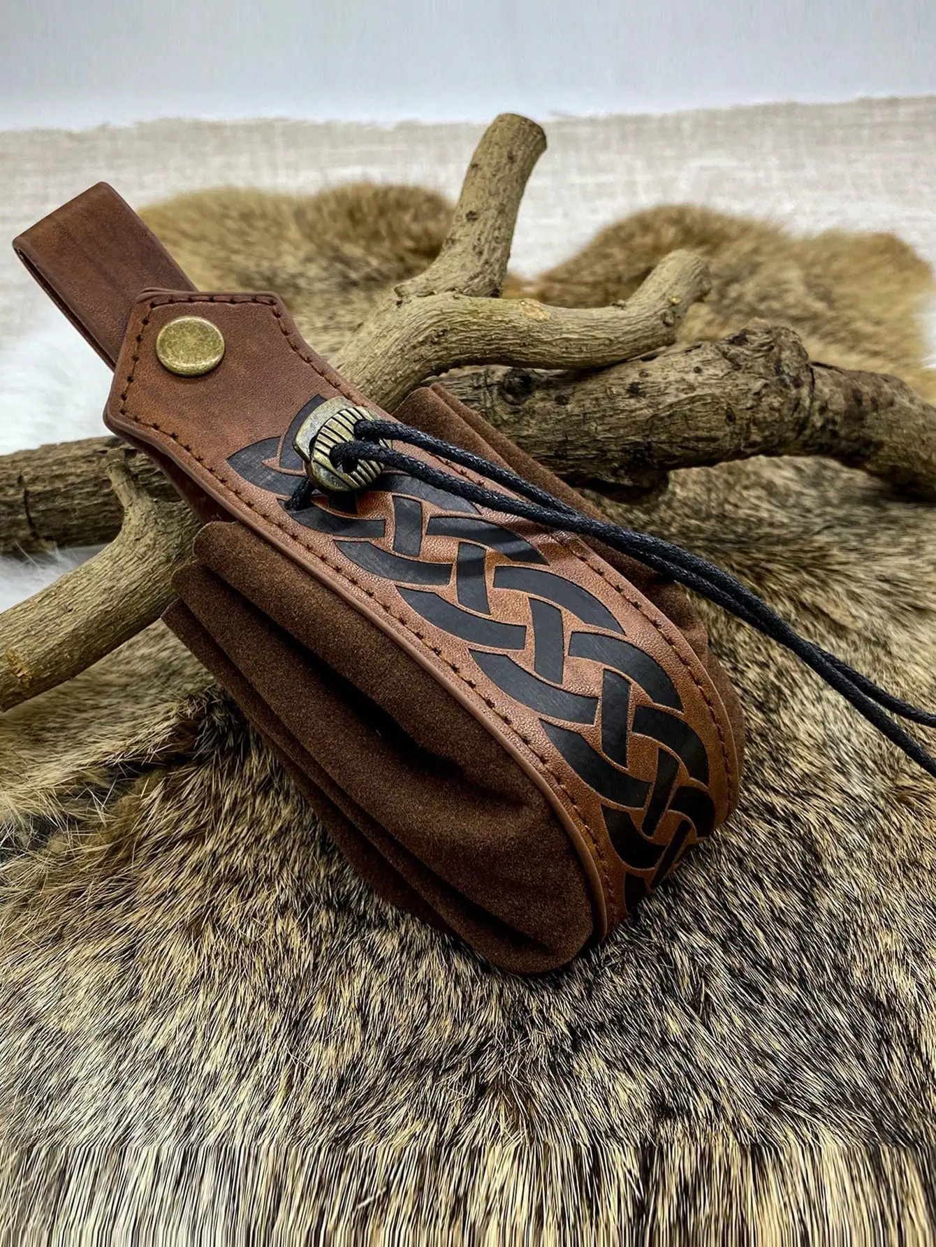 Mittelalterliche Vintage-Hüfttasche, Gürteltasche, PU-Leder, Punk, Wikinger, Vintage-Kordelzug, tragbare Geldbörse, Mann und Frau, Kostümzubehör