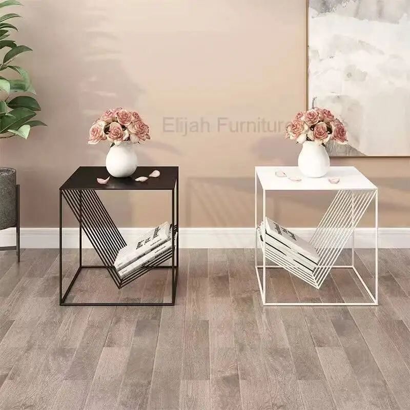 

Cheap Simple Tea Table Makeup Breakfast Office White Metal Magazine Hallway Dining Table Center Mesa Bedroom Furniture
