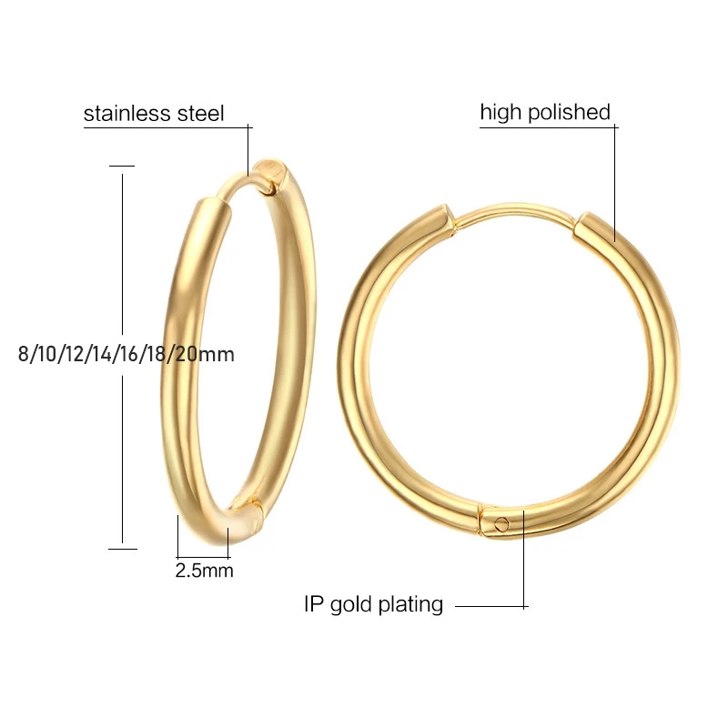 1 Paar hochwertige klassische Creolen für Männer/Frauen, Edelstahl-Ohrschnalle, tägliches Tragen, Ohrschmuck, Fabrikpreis, heißer Verkauf – Detail 1