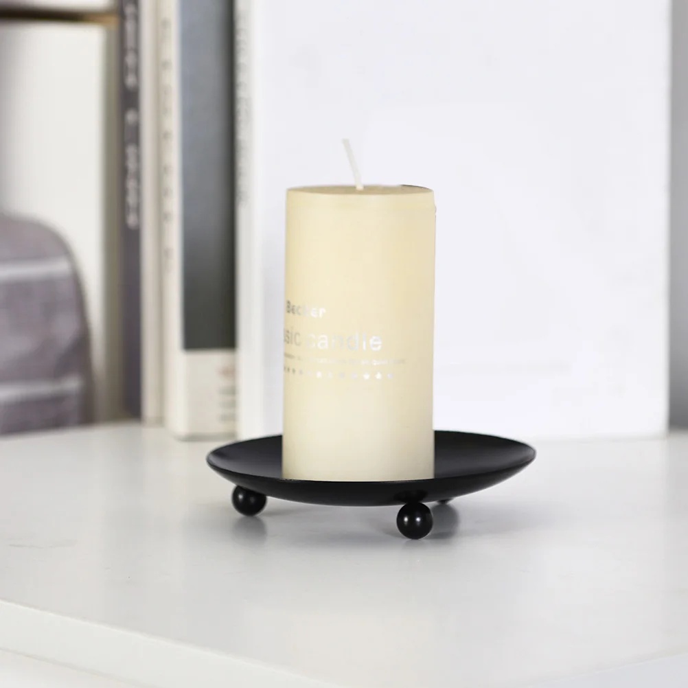 

4Pcs Metal Holders Iron Art Black Decorative Pillar Candleholders for Tabletop Home Party Wedding Festival