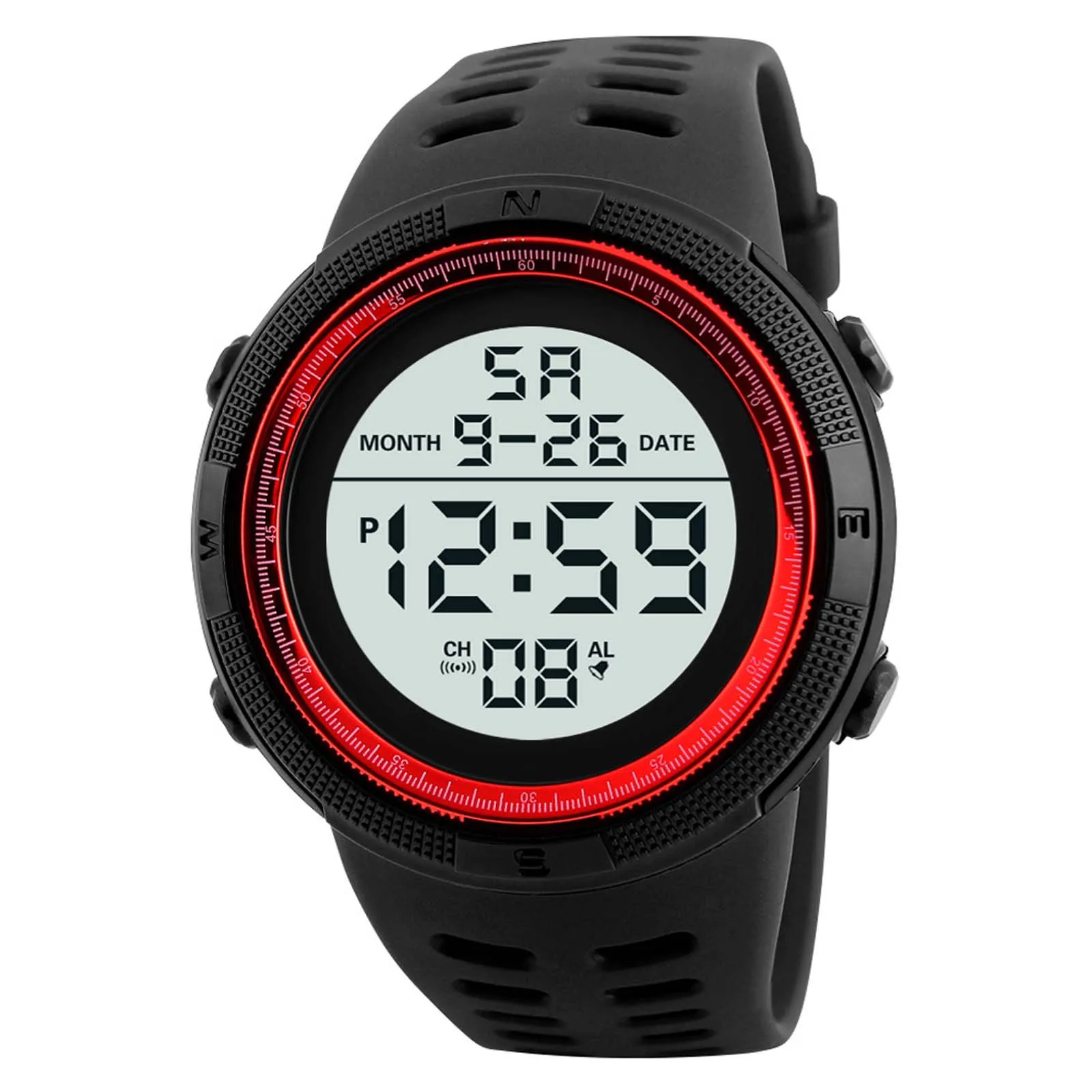 Men’s Muti-function Water Resistant Digital LED Watch Casual And Versatile Silicone PU Strap Date Sport Outdoor Electronic Watch