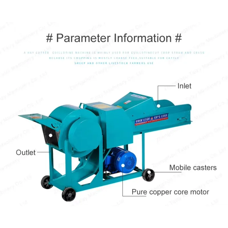 4 T/h Straw Crusher Grass Shredder Silage Chopper hay Fodder Forage Chaff Cutter Machine for Poultry Cattle Feed