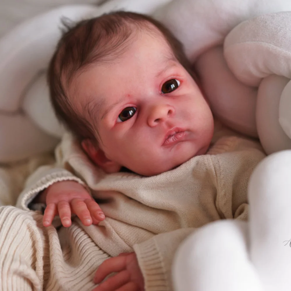 MRB 18 Inch Vinyl Reborn Doll Kit Oskar Lifelike Unfinished Unpainted Fresh Color Blank Vinyl Newborn Doll Mold with Eyes