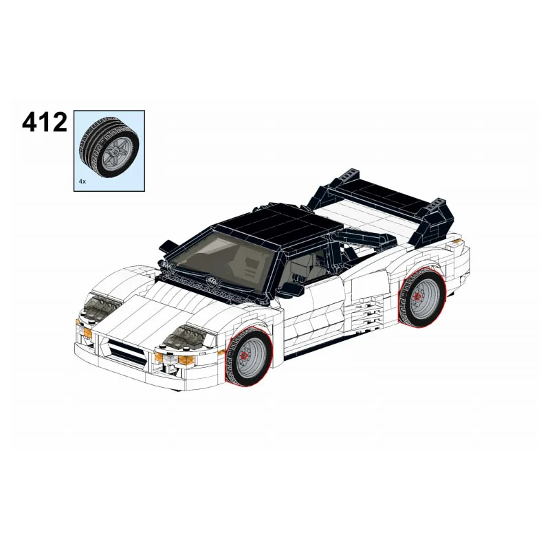 

MOC-158120 White SARD-MC8 Sports Racing Car Building Block Model 1102 Parts MOC Creative Birthday Toy Gift for Boys and Children